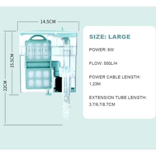 Image of VAYINATO Nepall Transparent Hang On Back Filter 6W|550L /Hr|Fit for 3 Feet Tank for Aquarium Fish Tank with Multiple Layer Filter Pad|Filter Media Provision|Flow Adjustment Knob |Surface Skimmer