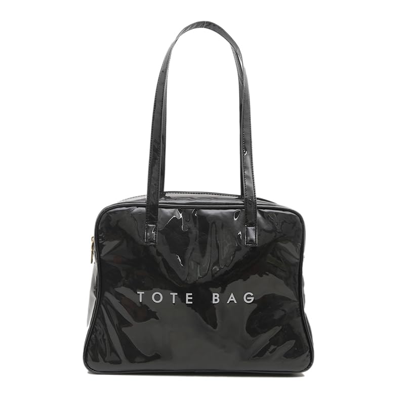 Large Letters Print Handbags Hobo Bags Shoulder Bags Clear Plastic PVC Tote Bag for Women