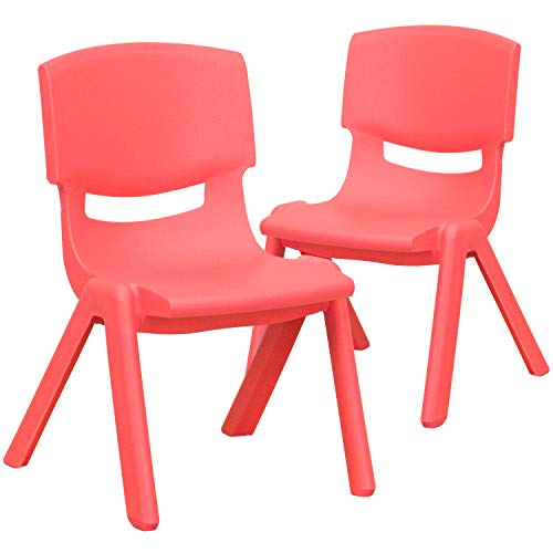 Flash Furniture 2 Pack Red Plastic Stackable School Chair with 10.5'' Seat Height