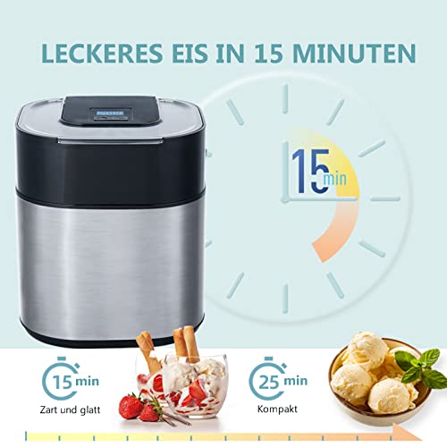 MNCYGJ EIS Maschine Softeismaschine Für Zuhause 1.5L Automatischer Ice Cream Maker Yogurt Maschine DIY Sorbetmaschine, Frucht Speiseeismaschine – Bild 5