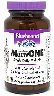 Bluebonnet Nutrition Multi One (Iron Free) Vegetable Capsules, Complete Full Spectrum Multiple, B