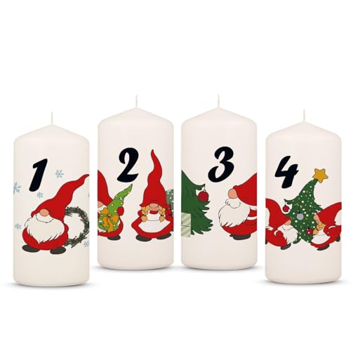 GRAVURZEILE Bedruckte Adventskerzen - Advent Wichtel - Weihnachtskerze...