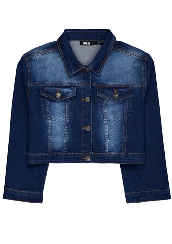 JMOJO 2025 Cropped Denim Jacket for Women Stretchy Fitted with 2 Pockets – Lightweight Trendy Short Jean Shacket
