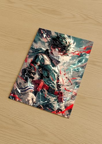 Image of NIJUKA Anime Printed A4 Size Metal sheet Poster For Home And Room Decoration | For Anime Art Fans Boys And Girls (Deku Varish Of OFA)