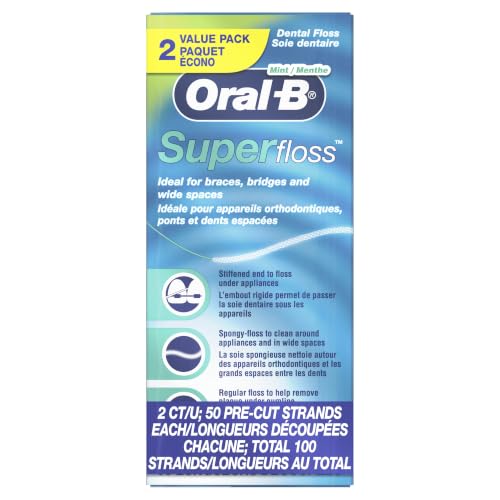 Oral-B Super Floss Pre-Cut Strands, Dental Floss for Bridges, Braces and Wide Spaces, 100 Strands Alternate view