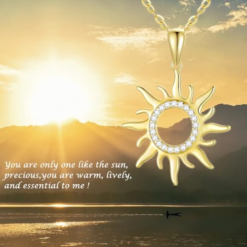 Blocaci 14K Gold Sun Necklaces for Women with Moissanite Sun Pendant Necklace, 16''-18''2