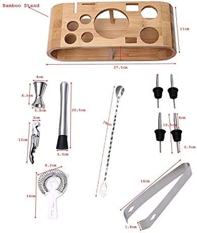 Kit con Soporte para Barra, coctelera y Set para Mezclar Bebidas - Herramientas de Barra, coctelera, el Mejor Kit de Barman para Principiantes, Utensilios de Cocina