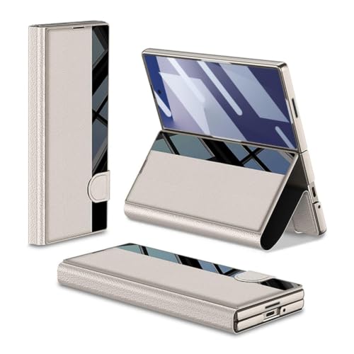 Image of TechTrendz Case for Samsung Galaxy Z Fold 8 Ultra Stand Case with Pen Slot, Flip Electroplated Shockproof Glass Hybrid Leather Flip Cover for Z Fold 8 Ultra Back Cover (Titanium Grey)
