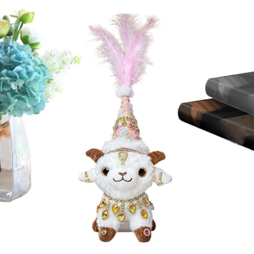 Oveja de peluche de 35 cm con sombrero y collar para decoración