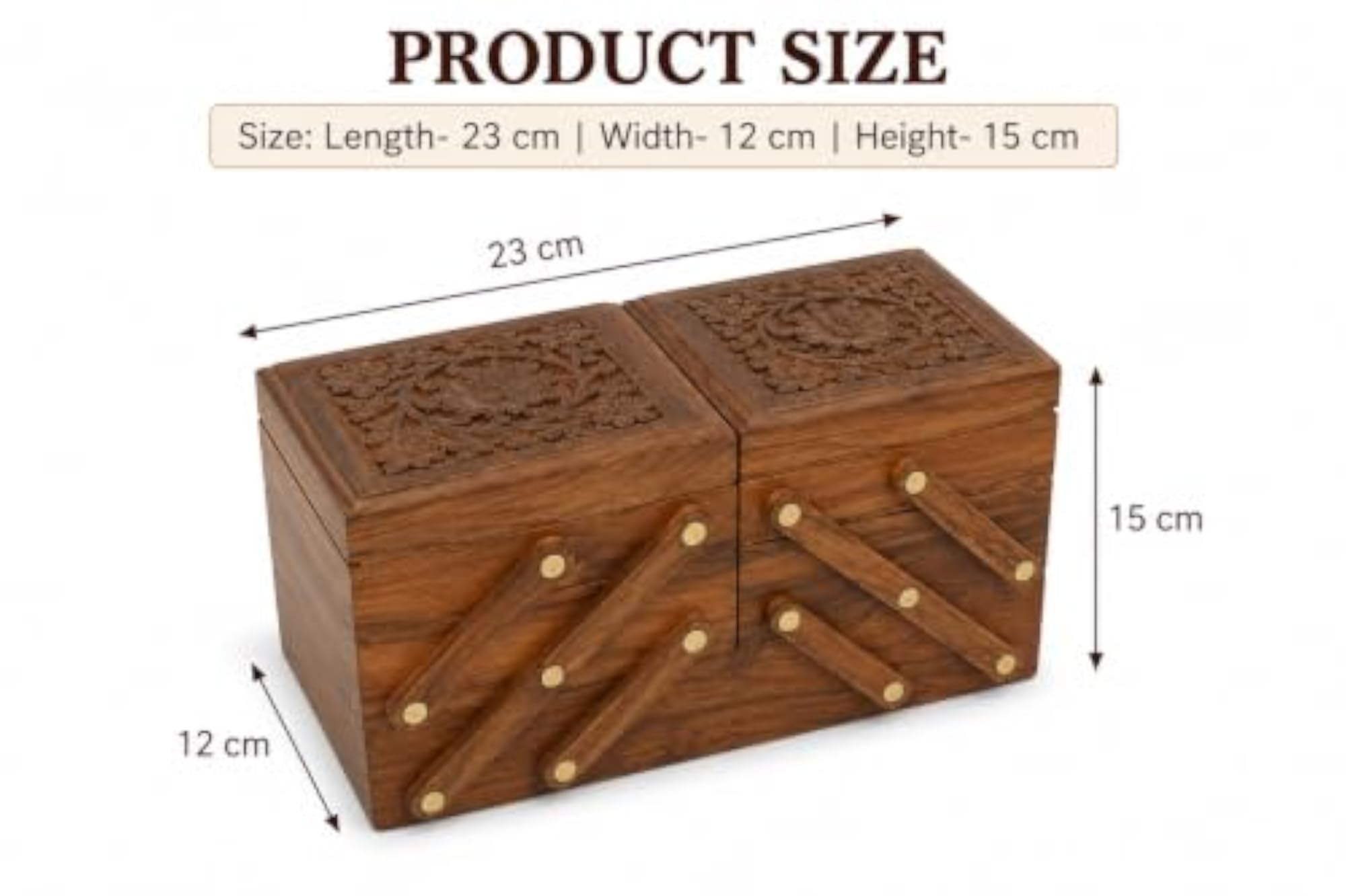 Handcrafted Wooden Jewellery Box with Brass Inlay