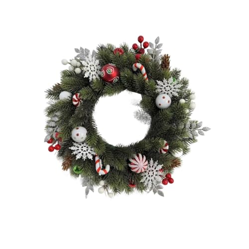 15.75 Inch Christmas Wreath with Snowflake Pinecone Berry for Door Decor - image 1