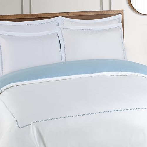 Majestic Giftware Madison Linen 8 Pcs Twin Size Bedding Set (BL52-T) | Normandy - Blue 400 TC Cotton Sateen Durable & Eashable | 2 Fitted Sheets, 2 Duvets, 4 Pillowcases - Noble Collection