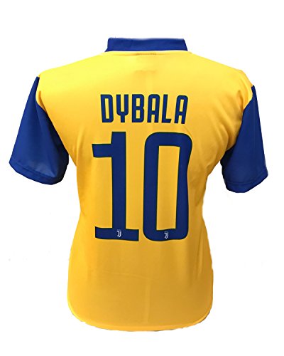 Maillot Football Deuxième Jaune Juventus Paulo Dybala 10 Réplique Autorisé 2017-2018 Jeunes Hommes (Taille 6 Ans)