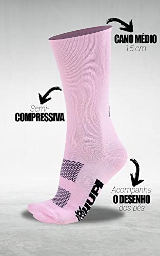 Meia HUPI Sonhe Treine Alcance Rosa Claro - LT para pés menores 34-38, Cor: ROSA