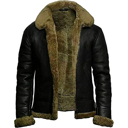Image of Mens Raf Bomber Jacket Winter B3 WW2 Aviator Fighter Pilots Real Cow Leather - Fur Shearling Jackets for Men