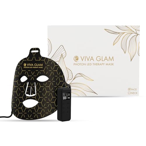 VIVA GLAM Photon LED Face Mask Light Therapy, 7 Colour Silicone Light Therapy for Face, LED Full Face Mask with Heating Massage, Adjustable Intensity, Rechargeable for Home, Spa, Skin Care Device