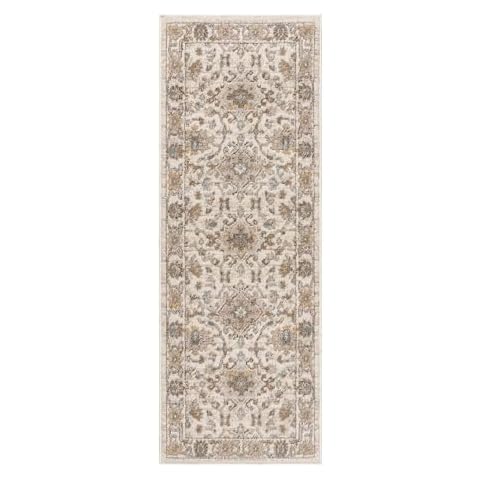 Gertmenian Modern Indoor Area Rugs, Machine-Woven, High Traffic, Non-Shedding & Stain-Resistant, for Living Room, Dining Room, Bedroom, Office, 2x8 Runner, Traditional Oriental Ivory, 38876 Cover