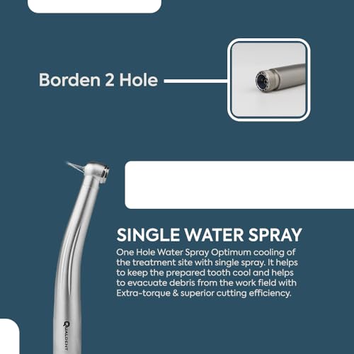 Image of Qualdent Turbine Pro Mini Head Non-LED Dental Air Rotor Handpiece | Ceramic Bearings | Push Button Chuck | Borden 2 Hole | Single Water Spray | Stainless Steel Body | Autoclavable up to 135C
