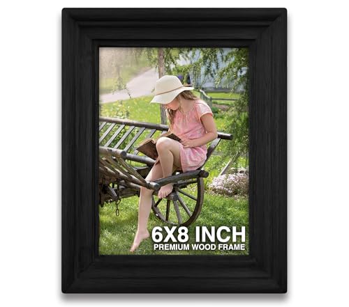 Image of Photo Frame 6x8 inch | Wall Frame | Small Frames for Photos | Black Wooden Frame for Wall | Perfect for Living Room, Bedroom & Office, Gift for Friends (6x8 inch, Black)