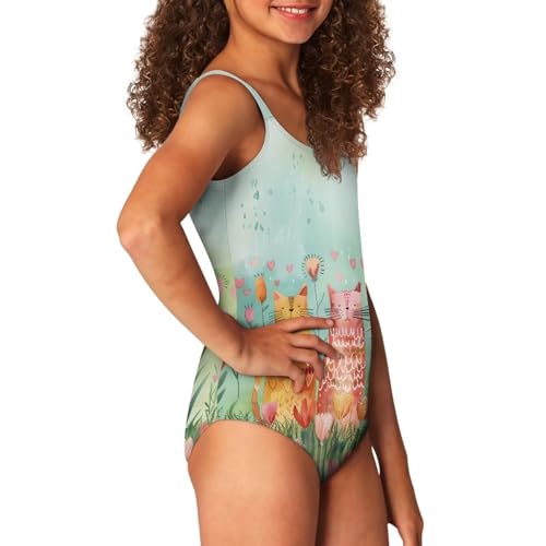 Image of One Piece Bathing Suit for Teen Girls Comfy Crewneck Backless Bathing Suit