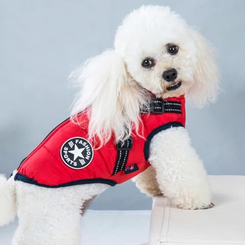 Eezita Winter Puppy Coat waterproof, reflective jacket to keep small pets warm and visible in snow rain,for Small Medium Dogs (Red M) - Image 2