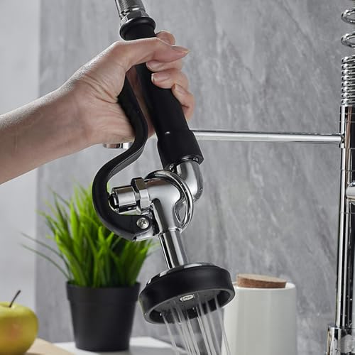 Laroal Sprühkopf für gewerbliche Küchenarmaturen, Hochdruck-Multifunktions-Herunterzieh-Schwenksprüher mit Chrom-Finish, Geschirrspülerzubehör