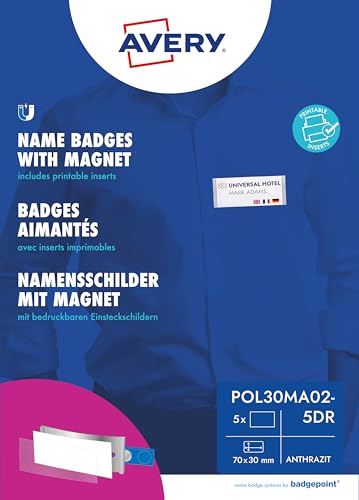 Placas magnéticas para ropa antitorsión de 70x30 mm con plantilla imprimible Badgepoint