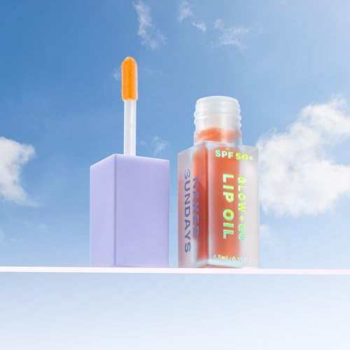 Naked Sundays SPF50 Glow & Go Lip Oil: Lip Oil with SPF, Moisturizes and Protects Lips, 4.5ml (Salted Caramel)