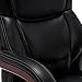 La-Z-Boy Delano Big & Tall Executive Office Chair, Ergonomic Mid-Back with Body Pillow Lumbar Support, ComfortCore with Memory Foam Cushion, Mahogany Wood Arms and Swivel Base, Bonded Leather, Black