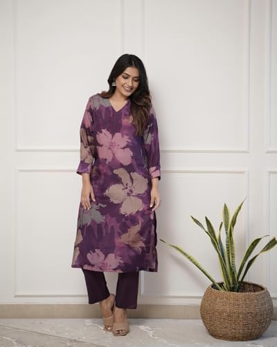 Image of ANNI Designer Women's Chanderi Straight Printed 2Pc Kurta Set