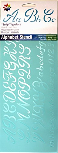 Delta Creative Stencil, 5.25 by 13-Inch, 951140012 Script Alphabet Plantilla Texto en inglés, Palabras caprichosas, 1 pack