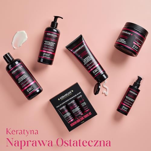Kerargan - Duo Ultra Naprawcze Szampon & Odżywka z Keratyną do Włosów Zniszczonych i Stresowanych - Wzmacnia, Wygładza i Chroni - Bez Sulfatów, GMO, Silikonu - 2x500 ml