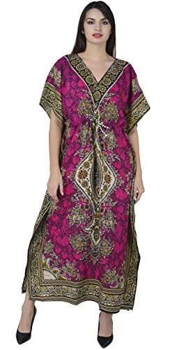 SKAVIJ Caftan Playa Mujer Largo Vestidos Mujer Verano Rosado Talla Única
