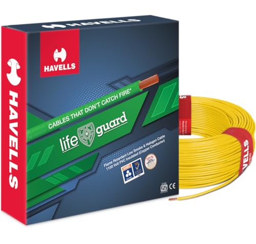 Image of Havells Lifeguard Cable WHFFFNYA14X0 4 sq mm Wire (Yellow)