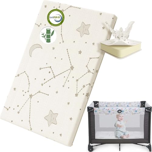Image of YENING Bamboo Pack and Play Mattress Pad Breathable 38x26 Waterproof Baby Mattress for Pack N Play Matress Topper Waterproof