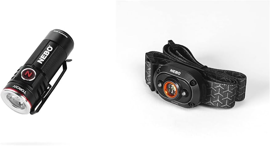 NEBO Rechargeable LED Flashlight and Headlamp Bundle | Torchy 1000 Lumen Pocket Flashlight + MYCRO 400 Lumen Headlamp