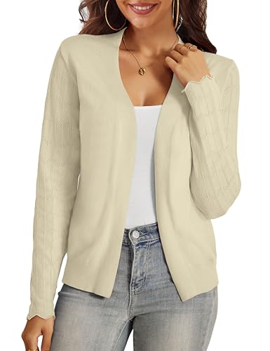 Image of VOIANLIMO Womens Cardigan Lightweight Open Front Knit Long Sleeve Cardigans Sweaters for Women