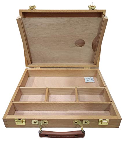 Image of Brustro Artists Empty Wooden Painting Box with a Palette
