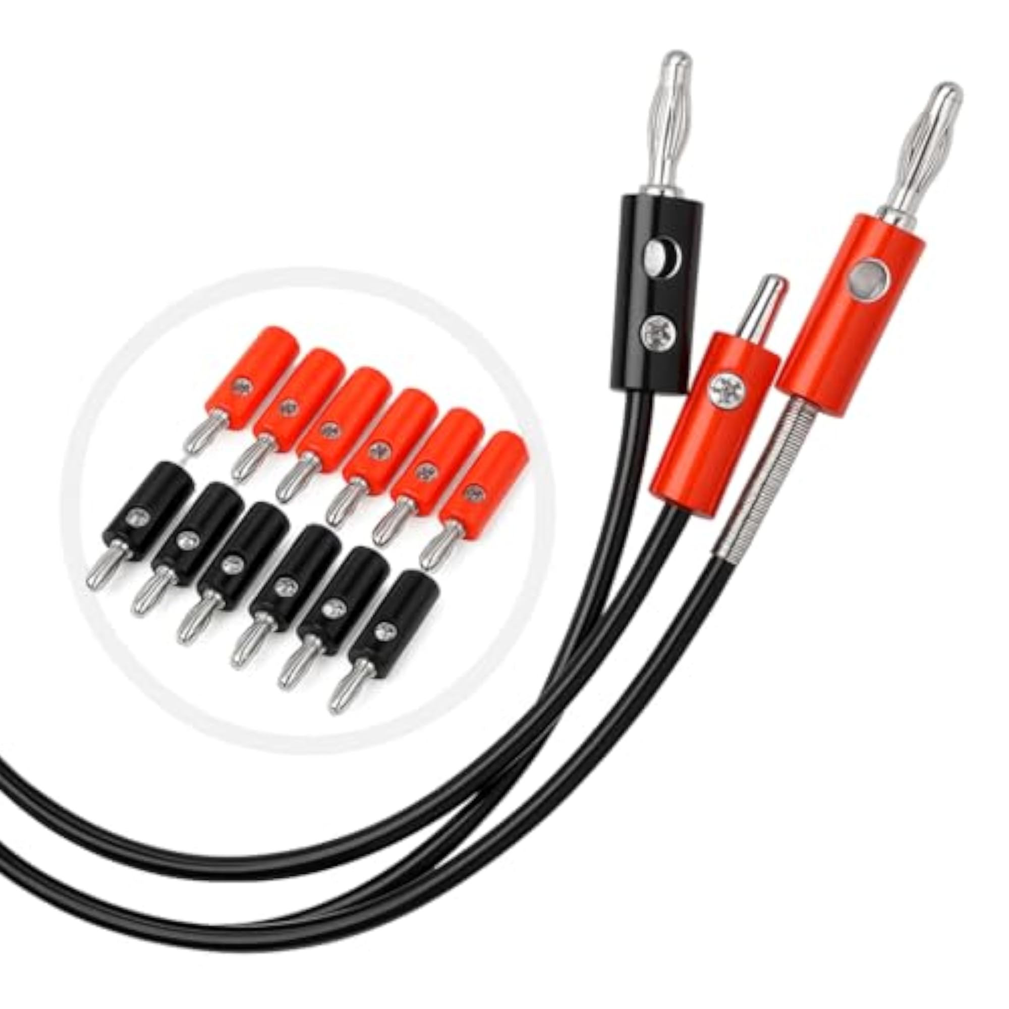 10-Pack Speaker Banana Plugs, 4mm Open Screw Type Connectors