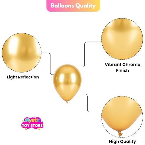 Image of 50 Pcs Gold White Metallic Chrome Balloons for Birthday Decoration Items Anniversary Baby Shower Girls Year With Latex Transparent Metallic Balloon Happy Birthday Decoration Set Kit Combo
