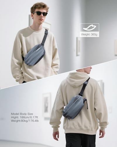 Image of Inateck Sling Bag X, 4L Stylish Crossbody Shoulder Chest Belt Bum Bag with Adjustable Shoulder Strap, Water-Resistant Waist Fanny Pack for Men, Women, Travel, Daily Use, Cycling, Hiking, Dark Grey,L
