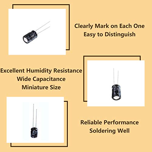 image for WOWOONE 500Pcs 24Values Electrolytic Capacitor Assortment Kit 10V/16V/
