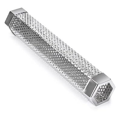 Flybold Pellet Smoker Tube, 3.94 in - Smoke Tube for Cold or Hot Smoking - Premium Stainless Steel Smoke Tubes for Grills - Ideal for Grill or BBQ Recipe Ideas - Great for Smoking Steaks, Fish or Pork