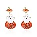 Gmai Halloween Pumpkin Pendant Earrings Orange Gold Low Allergy Alloy Candy Charm Ghost Autumn Women Halloween Cute Jewelry (Ghost Pumpkin Earrings)