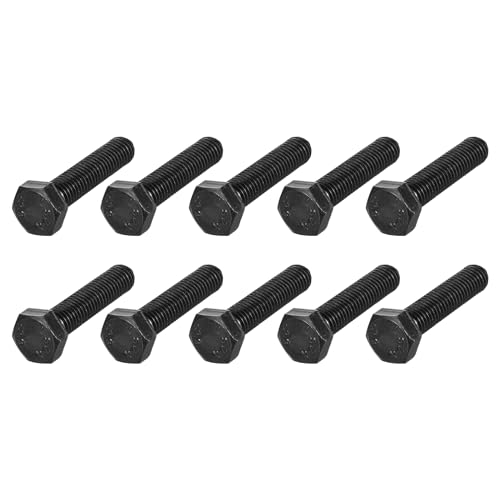 Image of METALLIXITY Hex Bolts (M10-1.5x45mm) 10Pcs, 12.9 Grade Carbon Steel Fully Threaded Black Oxide, Coarse Thread UNC Hex Head Screw Bolt - for Mechanical Repair
