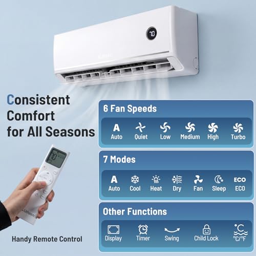 Image of 24000 BTU Mini Split Air Conditioner & Heater | 208 /230V 18.1 SEER2 Wifi Enabled Inverter Ductless AC & 2 Ton Heat Pump System, Works with Alexa, Cools Up to 1200 Sq. Ft