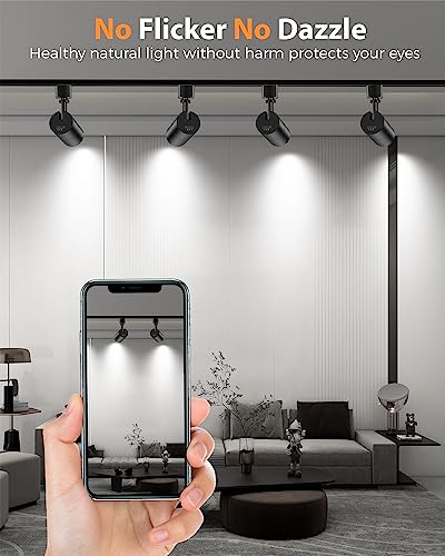 Image of VANoopee 3-Color Zoomable 10W LED Track Lighting Heads H Type Track Light Heads Dimmable Bright Ceiling Spotlight Fixtures Accent Art, 3000K 4000K 5000K Adjustable, CRI90+ 15-60 1000lm Black 6 Pack