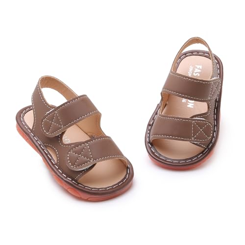 Image of SOFMUO Baby Boys Girls Closed Toe Squeaky Sandals Toddler Summer Shoes | Soft Non-Slip Rubber Sole,Closed Toe Protection,Adjustable Strap,Squeaky Design,Summer Outdoor Prewalkers