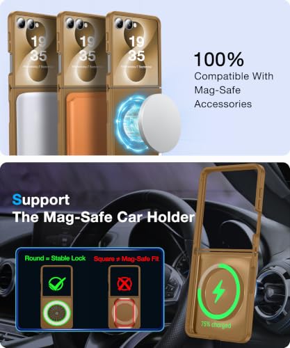 Image of NO.1 Magnetic for Samsung Galaxy Z Flip 8 Case with MagSafe | [Military Grade Drop Tested][Translucent Matte][Anti-Fingerprint] Soft Silicone Bumper for Samsung Flip 8 Case Slim,Coffee