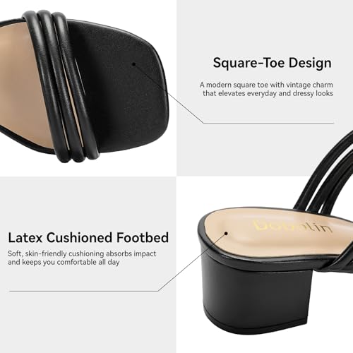 Image of Women's Heeled Sandals Two Strap Square Open Toe Heels 2-Inch Chunky Sandals Dress Shoes Wide Feet Friendly
